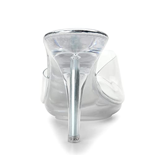 Silver Clear Heels For Women Dress Shoes Transparent Strap Sexy Stilletos Heels Open Toe High Silver Heeled Sandals Pump Mules