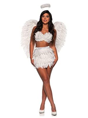 Feather Mini Skirt White Set - Angel Adult Halloween Costume
