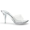 Silver Clear Heels For Women Dress Shoes Transparent Strap Sexy Stilletos Heels Open Toe High Silver Heeled Sandals Pump Mules