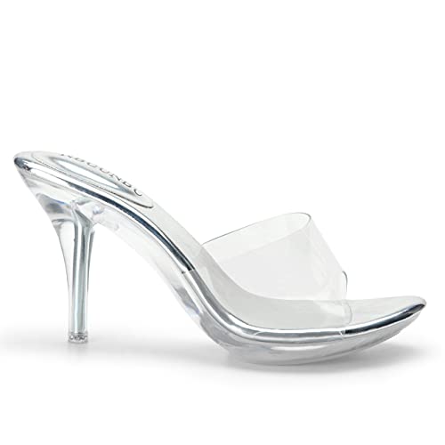 Silver Clear Heels For Women Dress Shoes Transparent Strap Sexy Stilletos Heels Open Toe High Silver Heeled Sandals Pump Mules