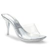 Silver Clear Heels For Women Dress Shoes Transparent Strap Sexy Stilletos Heels Open Toe High Silver Heeled Sandals Pump Mules