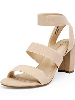 Women's Open Toe High Chunky Elastic Strap Dress Heel Sandals