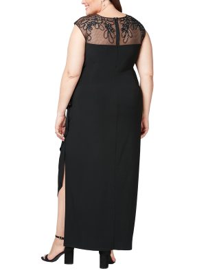 Plus Size Women's Fit and Flare Embroidered Dress