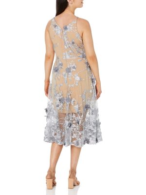 Women's Audrey Spaghetti Strap Midi A-line 3D Floral Dress