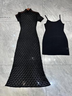 Women's Sheer Jacquard Trumpet Dress - Hollow Out Short Sleeve Suspender Mermaid Gown